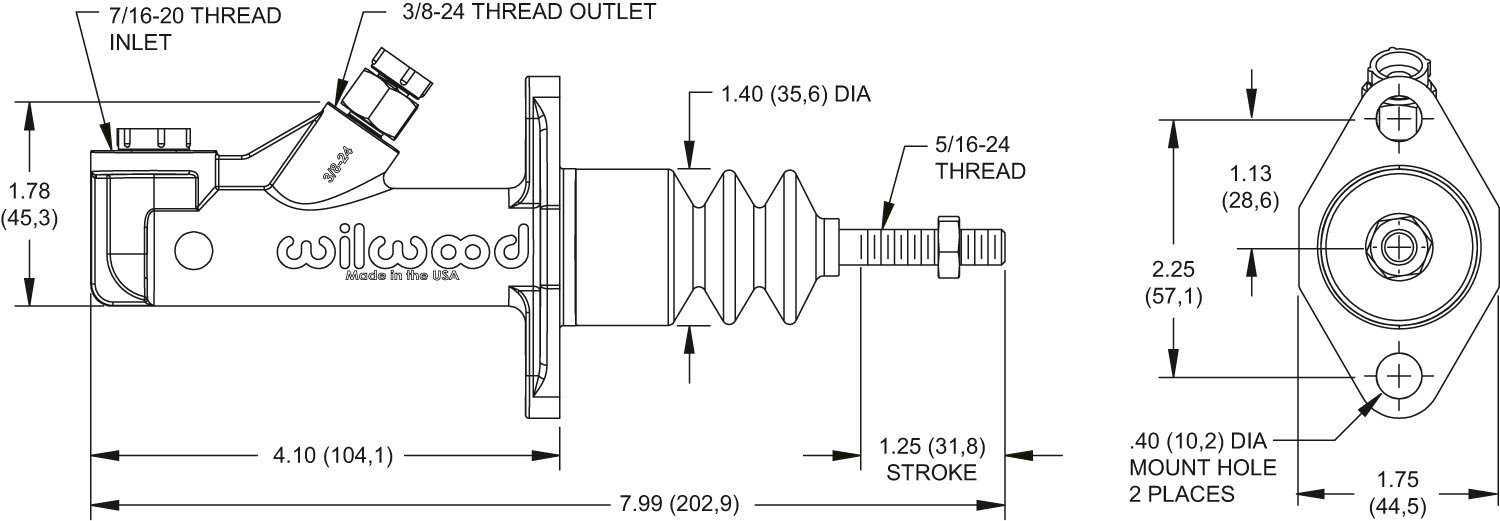 Wilwood Bremszylinder und Kupplungszylinder mit Behälter 5/8" 0,625" 15,8mm 