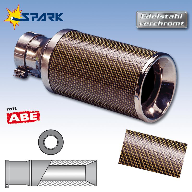 Spark SPORT Line Kevlar Endrohr rund mit ABE