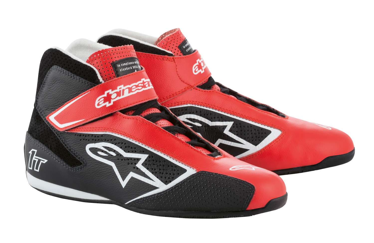 alpinestars-fahrerschuh-tech-1t-rot-schwarz Alpinestars Fahrerschuh TECH 1T, rot/weiß