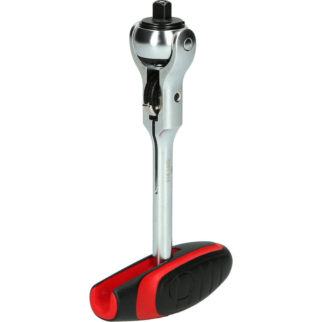 KS Tools Mini-T-Griff-Knarre 3/8 Zoll – Schwenkkopf, 72 Zahn, Mit Weichgriff Für Präzises Arbeiten