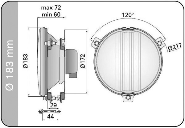 Fern-Scheinwerfer-Einsatz H3 Ø 183 mm