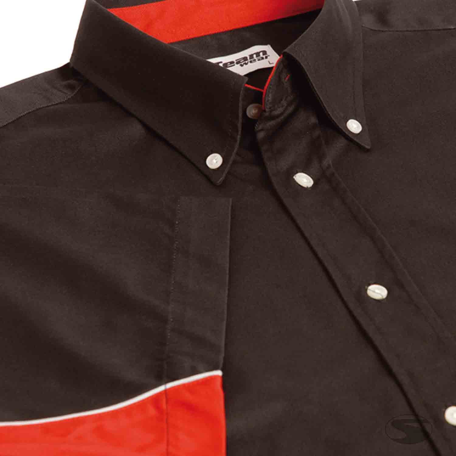 Teamwear Kurzarm Hemd, schwarz/rot