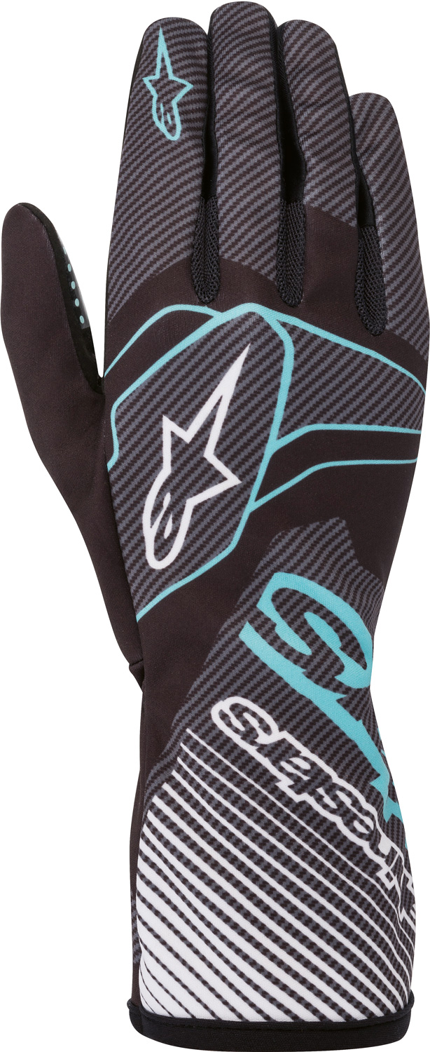 Alpinestars Karthandschuh Race v2 Carbon, schwarz/türkis