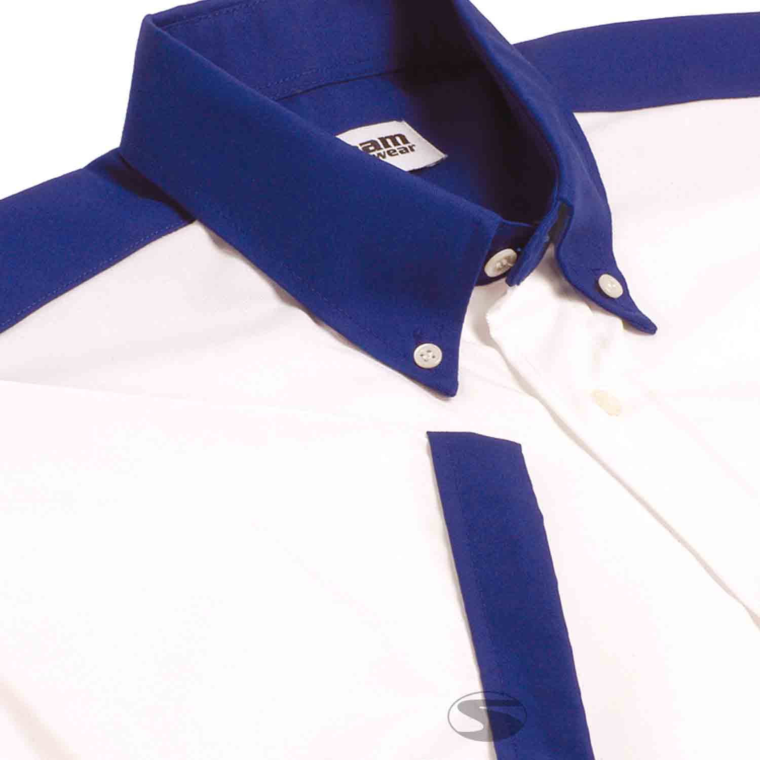 Teamwear Kurzarm Hemd, weiß/blau