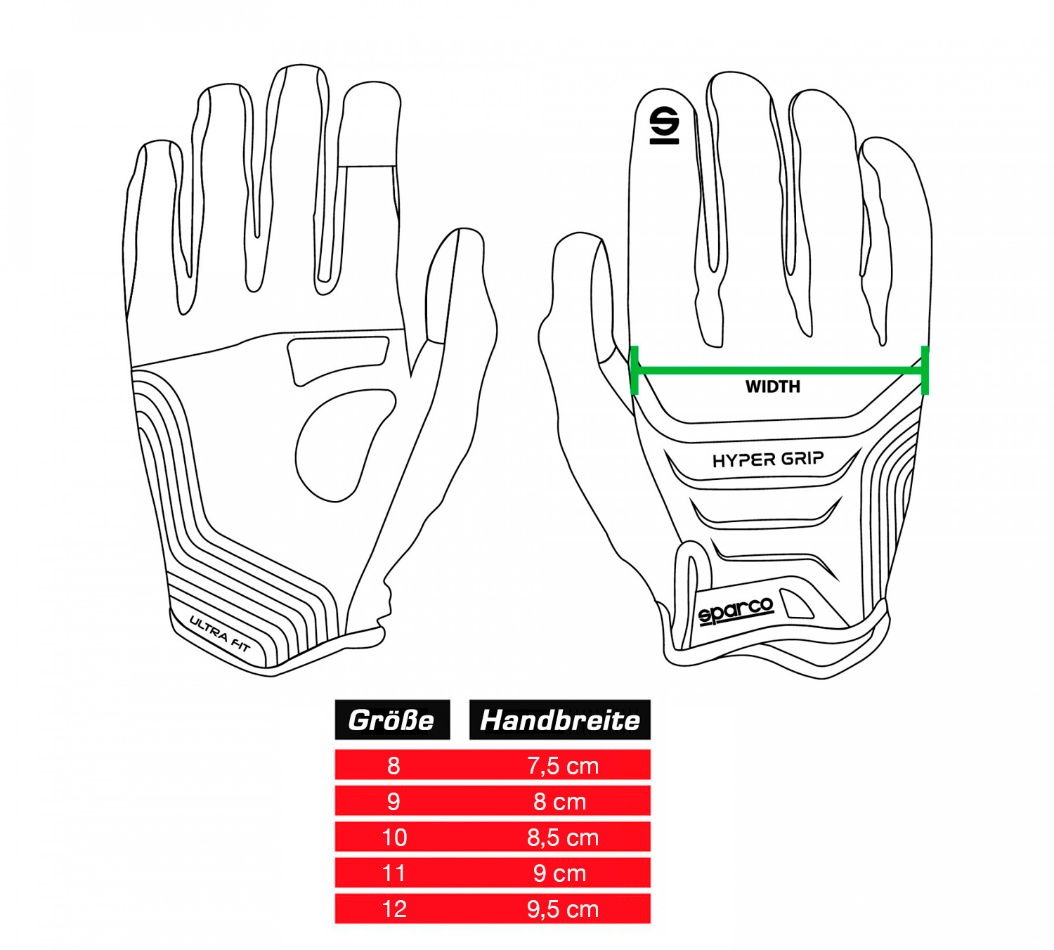 Guanti Sparco Hypergrip 002094 NRRS10 – Nero/rosso, Con Protezione E Touch Screen, Dita Reversibili