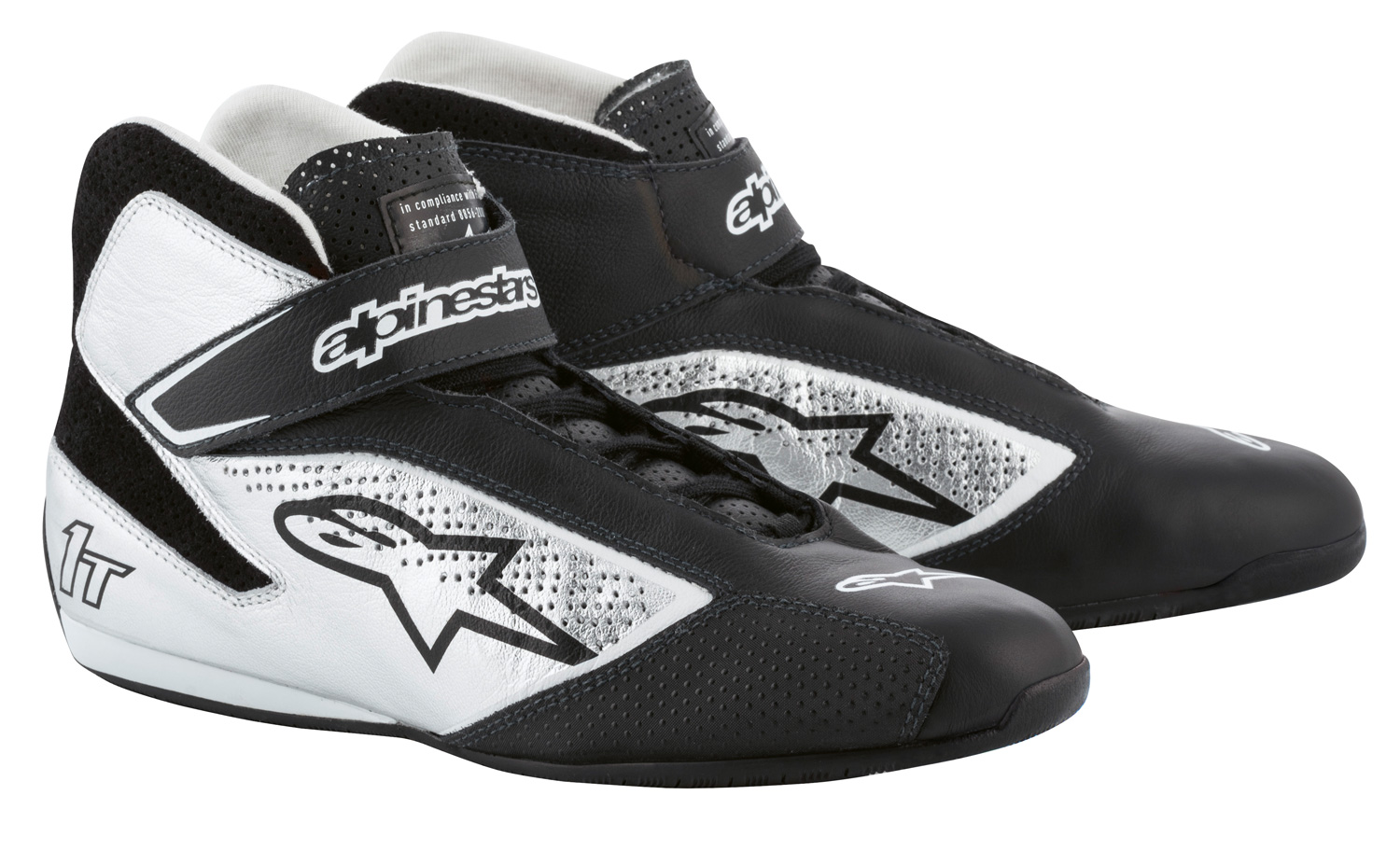 alpinestars-fahrerschuh-tech-1t-schwarz-silber Alpinestars Fahrerschuh TECH 1T, schwarz/silber