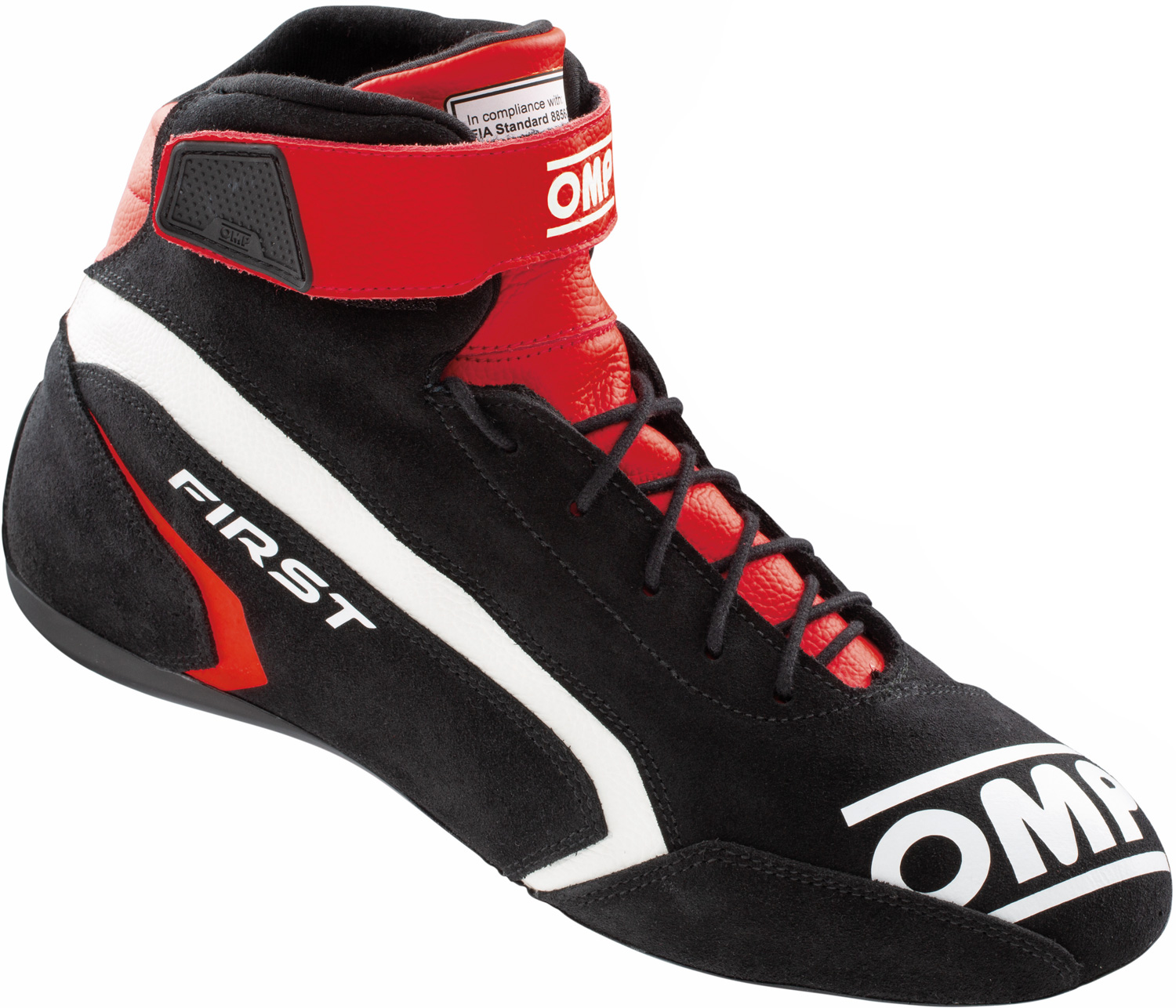 OMP Fahrerschuh First, schwarz/rot